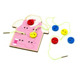 Joc educativ cu nasturi de siretuit, Roz, 3 ani