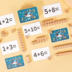 Joc educativ din lemn cu cifre si operatiuni aritmetice simple, 3 ani+