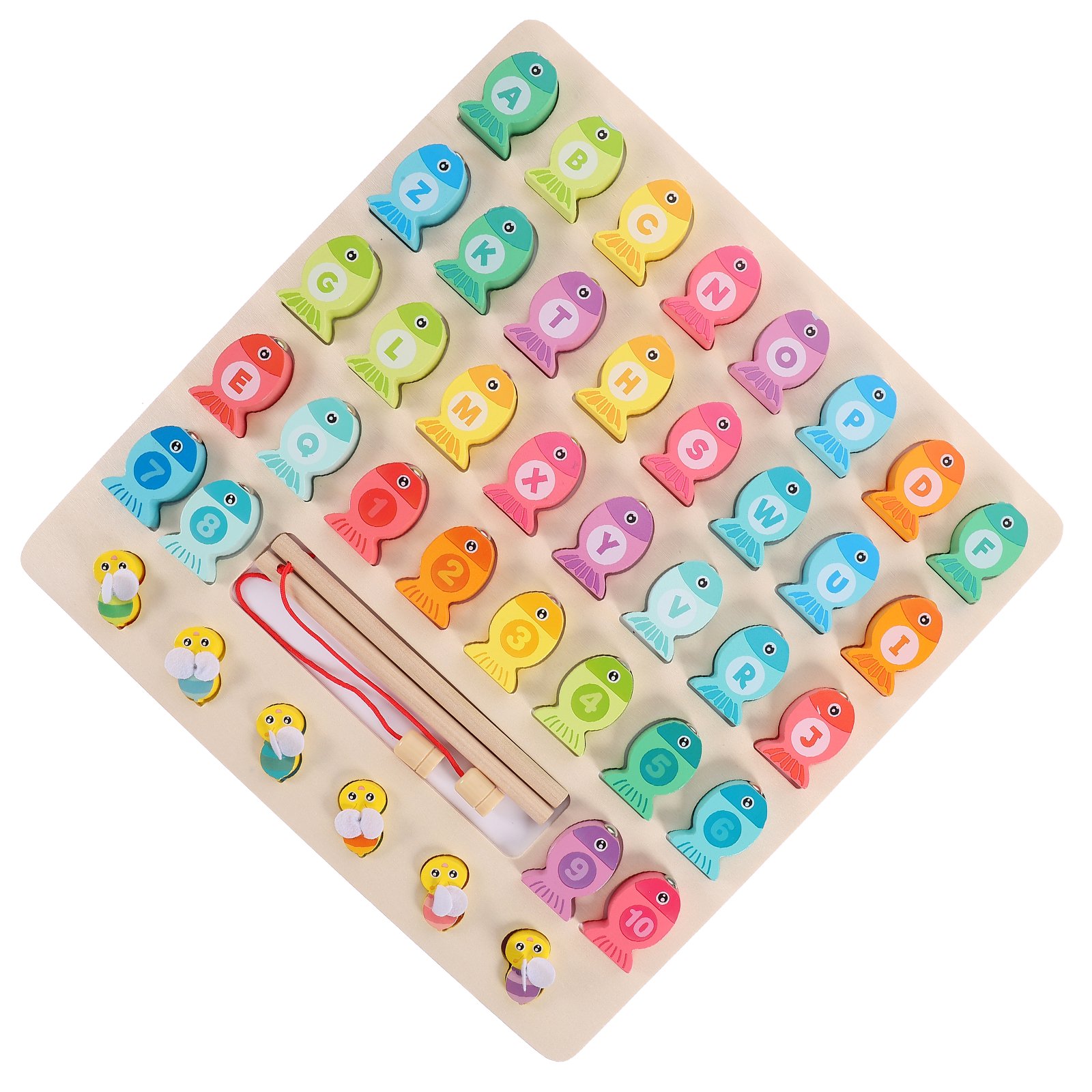 Joc magnetic de pescuit, Litere si cifre si Albinute, 3 ani