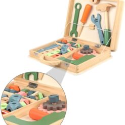 Jucarie Trusa de scule din lemn cu accesorii pastelate, 3 ani 01