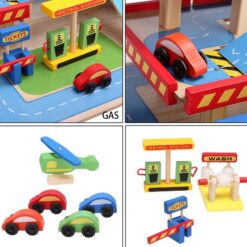 Parcare supraetajata cu masinute si elicopter, din lemn, 50 cm, 3 ani 01