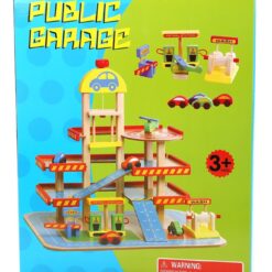 Parcare supraetajata cu masinute si elicopter, din lemn, 50 cm, 3 ani 01