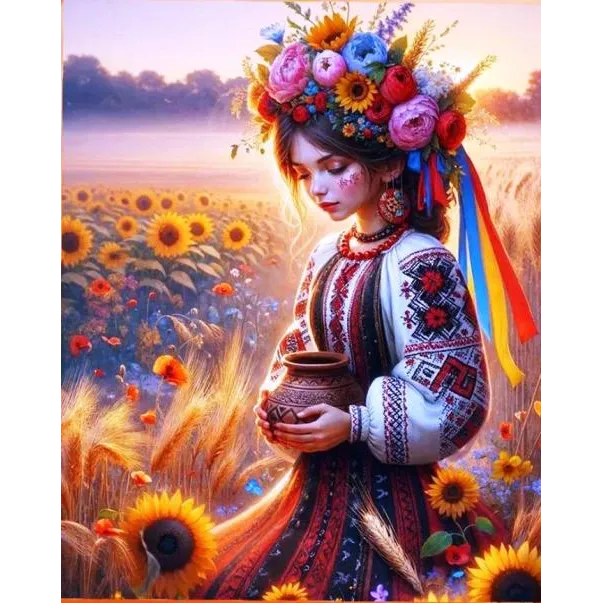 Pictura cu diamante pe sasiu lemn , Apus 01