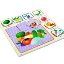 Puzzle educativ din lemn, 16 piese, Legume, 35 cm 01