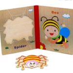 Puzzle educativ tip carte-Insecte, 3 ani