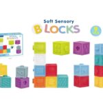 Set 9 cuburi pentru bebelusi, din silicon, cu texturi, 6 luni+