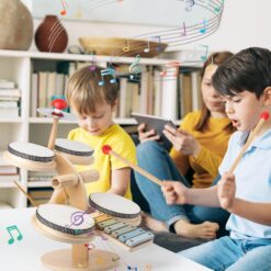 Set instrumente muzicale din lemn pentru copii, Percutie