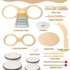 Set instrumente muzicale din lemn pentru copii, Percutie