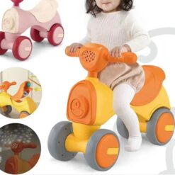 Bicicleta fara pedale cu 4 roti cu lumini si sunete, 1-3 ani