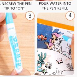 Carte de activitati, colorat cu apa si stikere reutilizabile, Animale, 3 ani