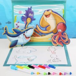 Carte educativa 2 in 1, Puzzle magnetic si Desen pe Puncte, 2 ani+, Dinozauri 001