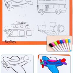 Carte educativa 2 in 1, Puzzle magnetic si Desen pe Puncte, 2 ani+, Dinozauri 001