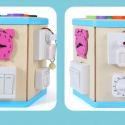 Centru educativ cu 14 activitati montessori, hexagonal, tip Busy Board, 3 ani 03