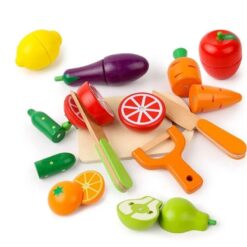 Galetusa cu fructe si legume de feliat din lemn, cu scai, 31 accesorii 02