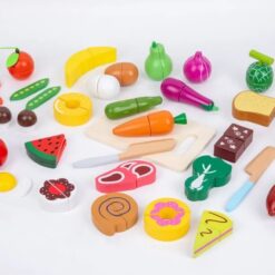 Galetusa cu fructe si legume de feliat din lemn, cu scai, 31 accesorii 02