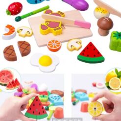 Galetusa cu fructe si legume de feliat din lemn, cu scai, 31 accesorii 02