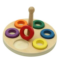 Joc Montessori din lemn, Inele pe tija 01
