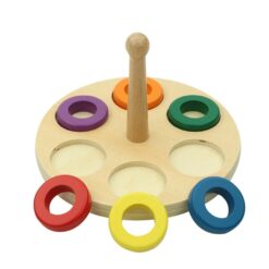 Joc Montessori din lemn, Inele pe tija 01
