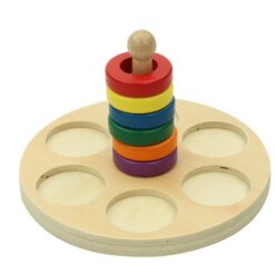 Joc Montessori din lemn, Inele pe tija 01