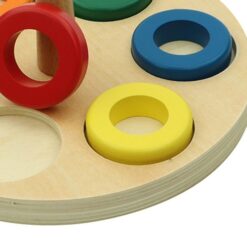 Joc Montessori din lemn, Inele pe tija 01
