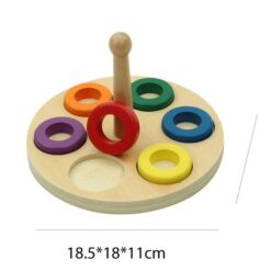 Joc Montessori din lemn, Inele pe tija 01