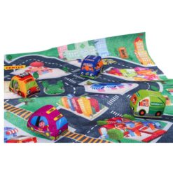 Joc bebe, set 4 masinute textile si covoras de joaca 70 x 80 cm, 6 luni+ 01