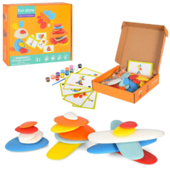 Joc creativ Montessori, Puzzle cu pietricele colorate si joc echilibru, 3 ani 01