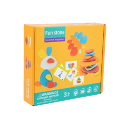 Joc creativ Montessori, Puzzle cu pietricele colorate si joc echilibru, 3 ani 01