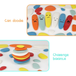 Joc creativ Montessori, Puzzle cu pietricele colorate si joc echilibru, 3 ani 01