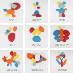 Joc creativ Montessori, Puzzle cu pietricele colorate si joc echilibru, 3 ani 01