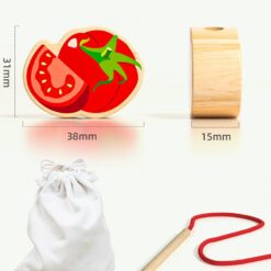 Joc de snuruit, tip Montessori, margele din lemn, 42 piese, 3 ani, Animale