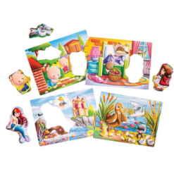 Joc educativ cu cartonase puzzle, Povesti clasice, 2 ani+