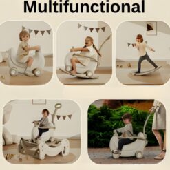 Jucarie 5 in 1, masinuta, Bicicleta, Balansoar, Trambulina, Placa de echilibru 01