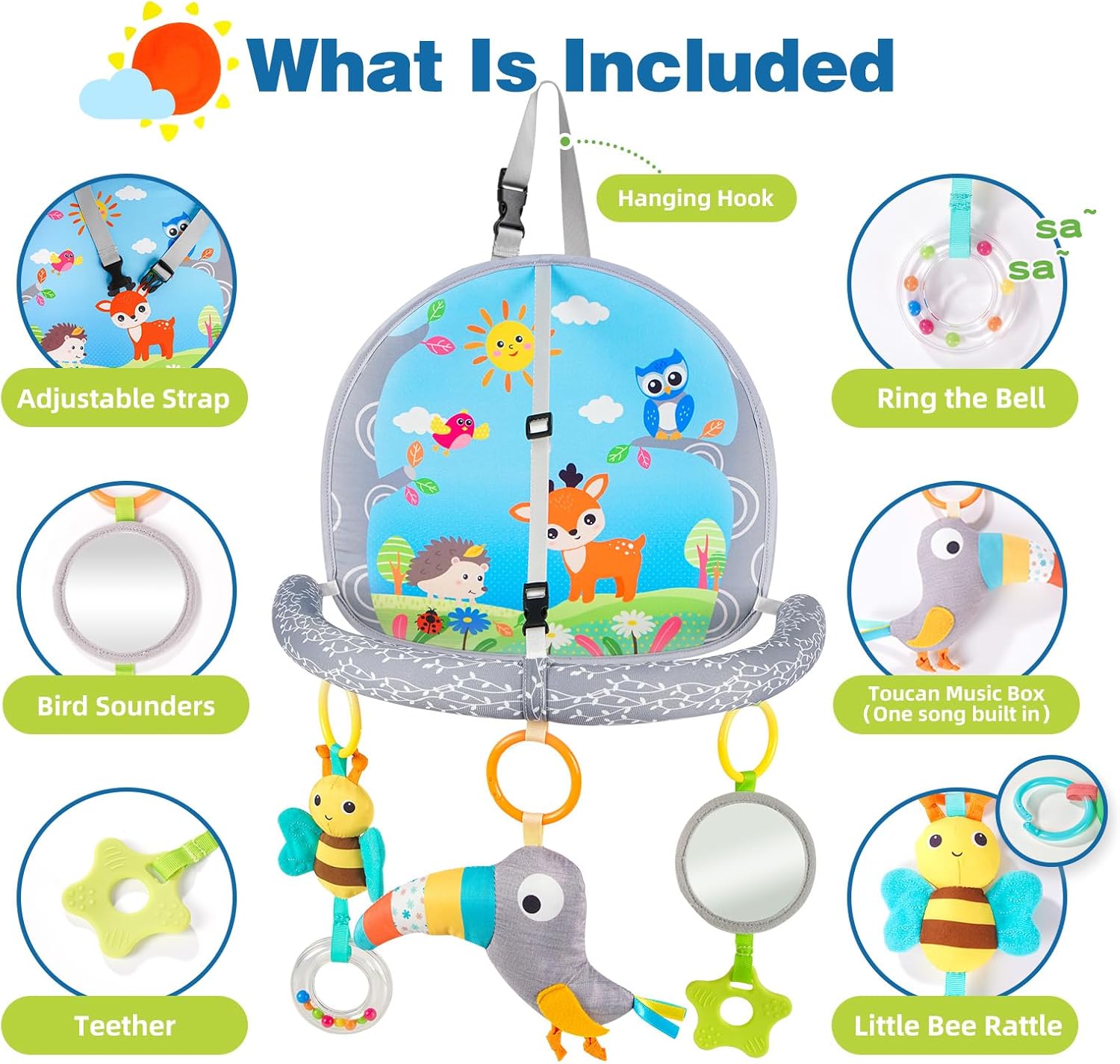 Jucarie bebe, pentru masina, 3 luni+, Albastru, Sozzy 01