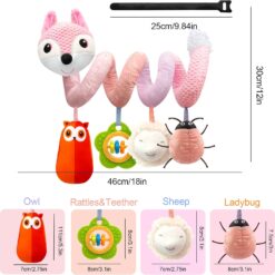 Jucarie bebe pentru patut si carut, 0 luni +, Vulpita roz 01