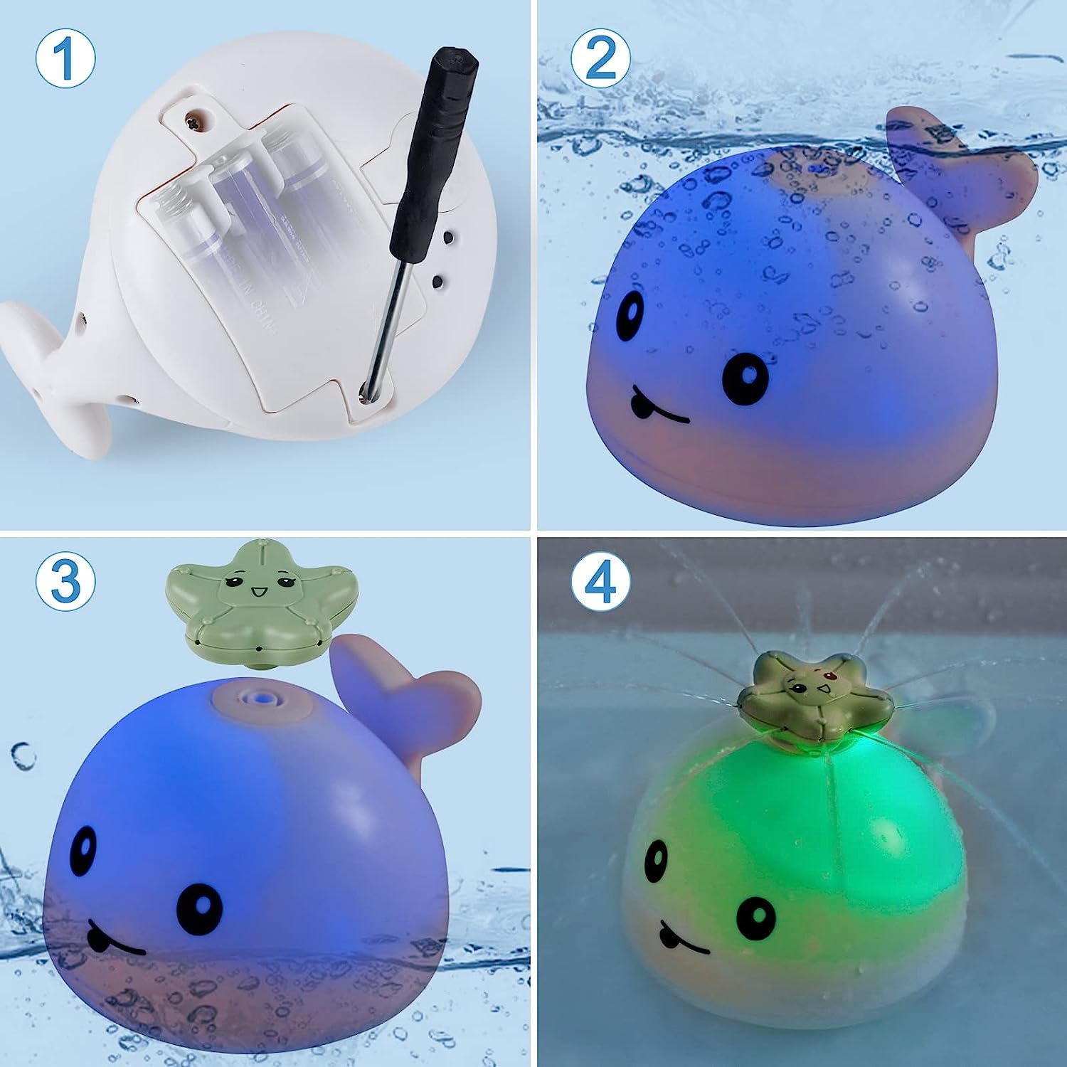 Jucarie de baie, Balena care lumineaza si stropeste, 1 an+ 05