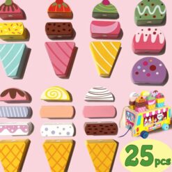 Jucarie de tras din lemn, Stand de inghetata, 22 cm, 3 ani 01