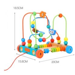 Jucarie de tras din lemn si circuit margele 01