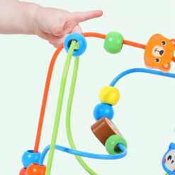 Jucarie de tras din lemn si circuit margele 01