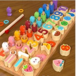 Puzzle, joc logaritmic montessori, 5 in 1 activitati, 3 ani
