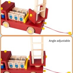 Masinuta de pompieri din lemn cu puzzle 3 D, 12 luni+ 07