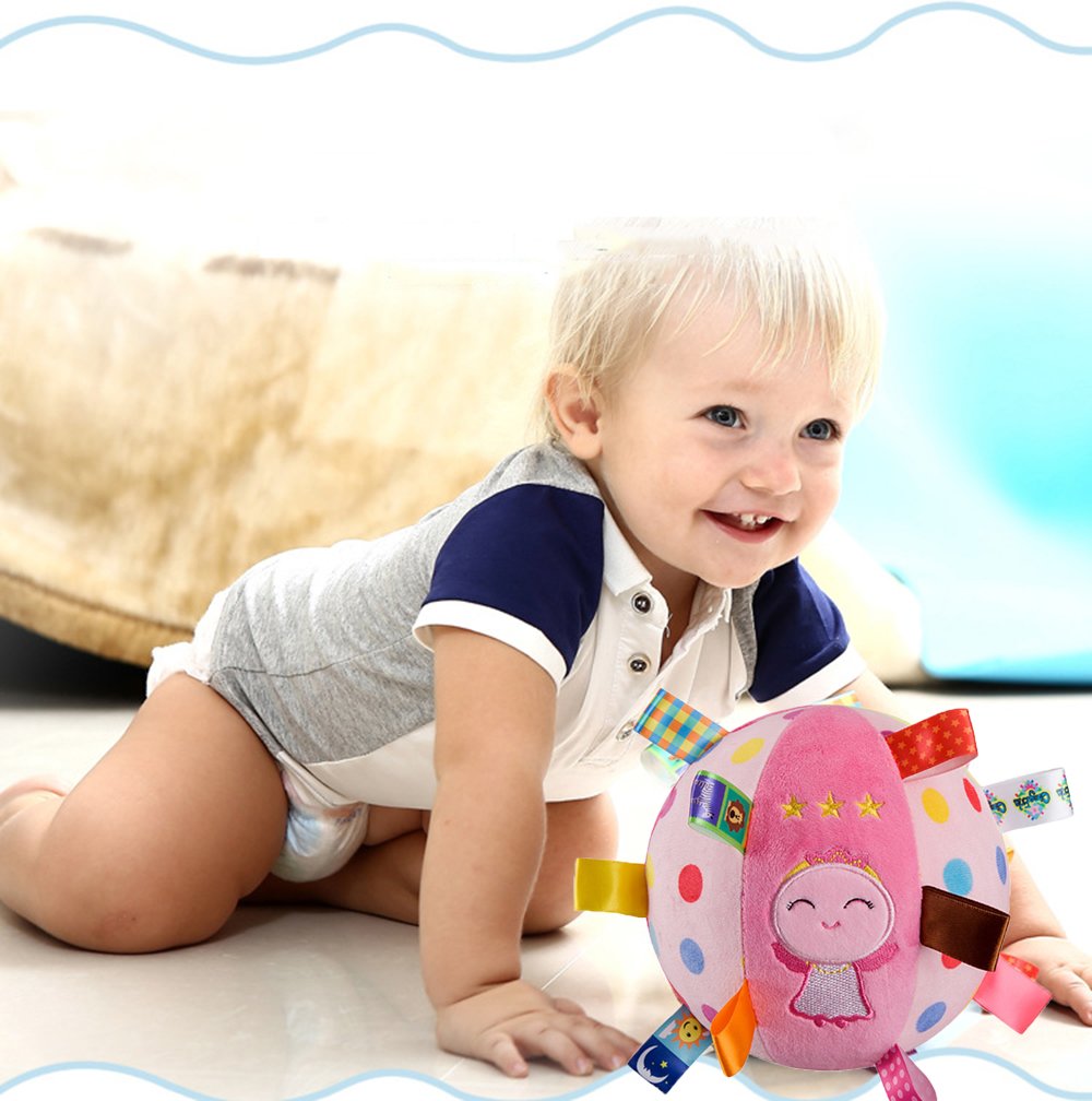 Minge moale si senzoriala pentru bebelusi, 15 cm, Roz 01