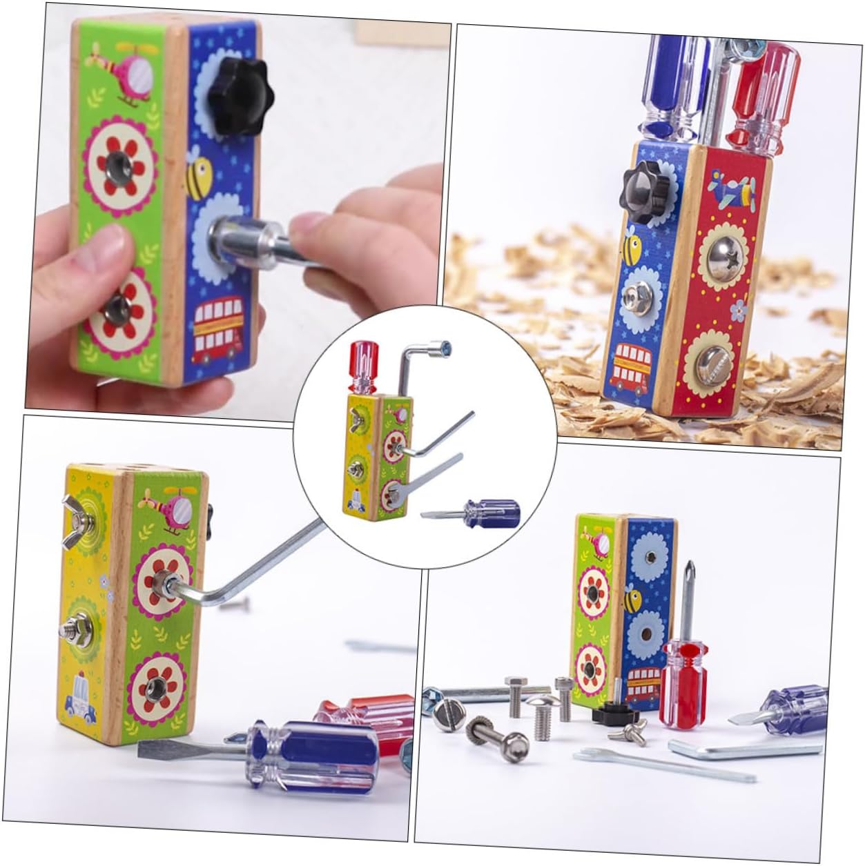 Mini Busy Board cu activitati, Insurubeaza si desurubeaza , 3 ani +