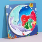 Puzzle circular, 18 x 18 cm, fara imagine de asociere, Animale marine