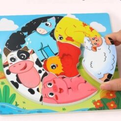 Puzzle circular, 18 x 18 cm, fara imagine de asociere, Animale domestice 01