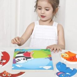 Puzzle circular, 18 x 18 cm, fara imagine de asociere, Animale marine 01