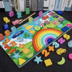 Puzzle, joc logaritmic montessori, 6 in 1 activitati, 3 ani 01