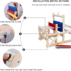Razboi de tesut din lemn, joc dexteritate copii, 38 cm, 3 ani+