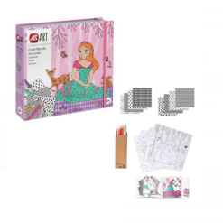 Set 20 planse de colorat cu creioane colorate, Printese, 4 ani+