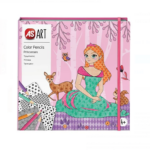 Set 20 planse de colorat cu creioane colorate, Printese, 4 ani+